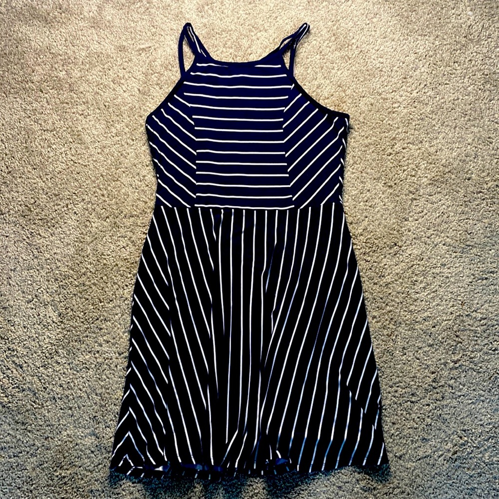 Navy blue striped summer dress from Macy’s in a size large